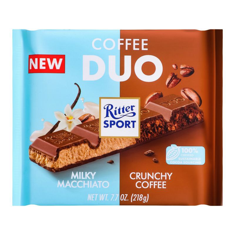Шоколад Ritter Sport Coffee Duo Макіато та кавовий крем з кранчами 218г